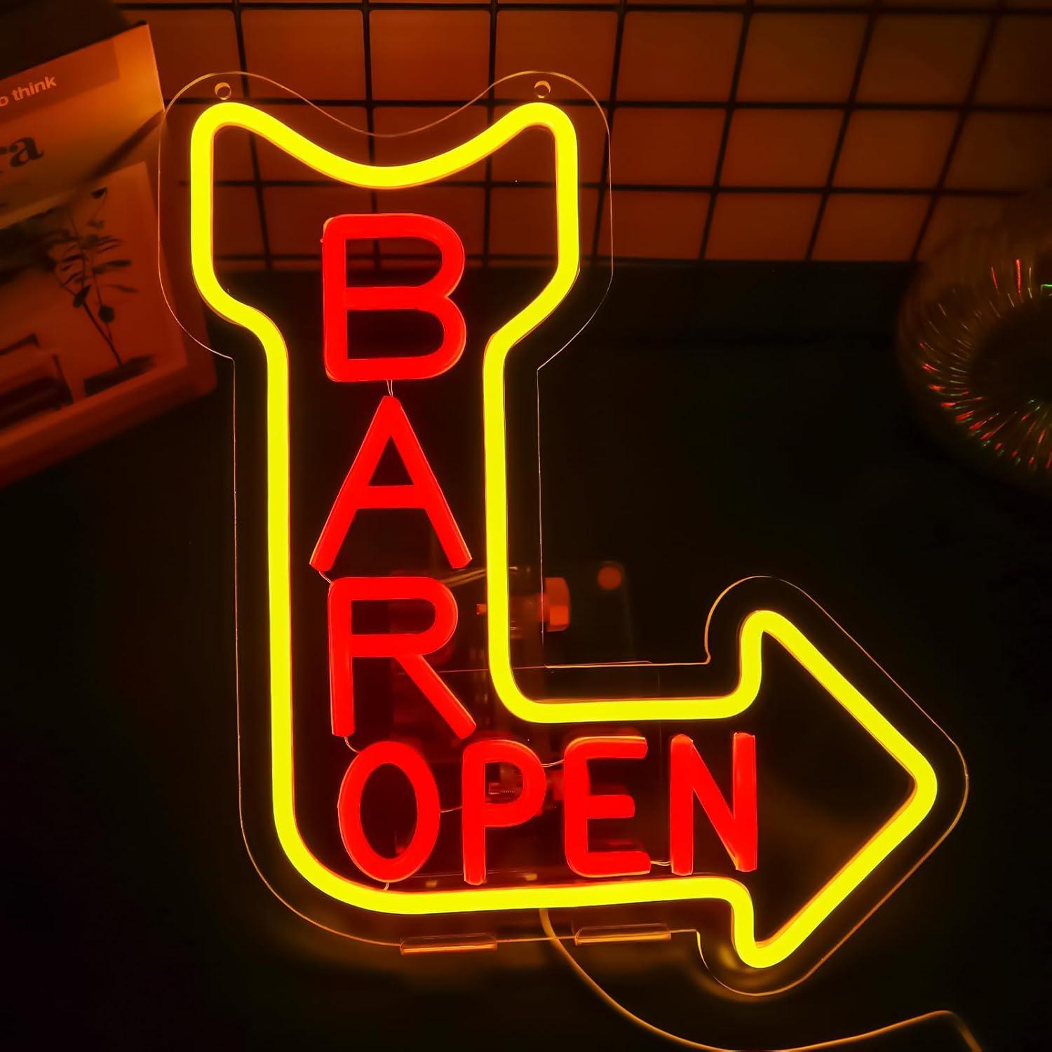 Neon Sign Party - Неоновая вывеска «Бар Открыт» с USB-питанием,